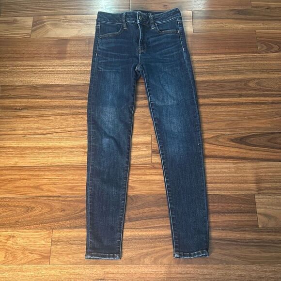 American eagle super super stretch hi rise jegging boot jeans woman's sz 0 short - Picture 1 of 9